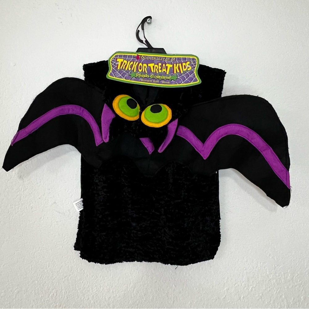 NEW VTG Dan Dee Toddler Size 2T - 5T Crushed Velvet‎ Felt Bat Halloween Costume